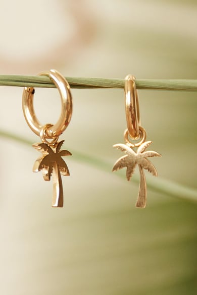 Earrings Summer Palm Gold Color Stainless Steel h5 Picture4